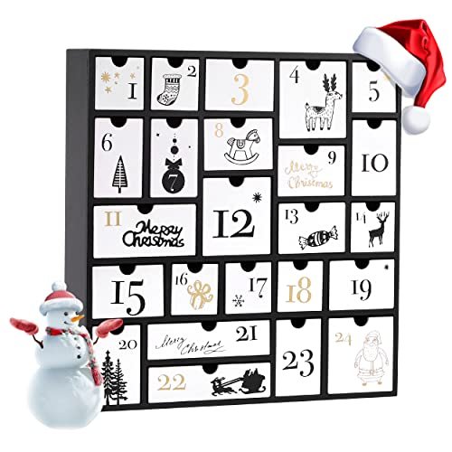 SUNGIFT Wooden Advent Calendar, Christmas