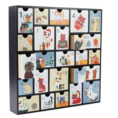 SUNGIFT Wooden Advent Calendar with Drawers