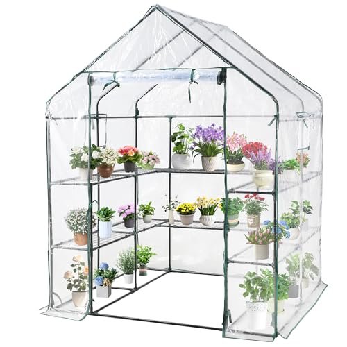 SUNGIFT Greenhouses for Outdoors, Upgraded PVC Cover Walk